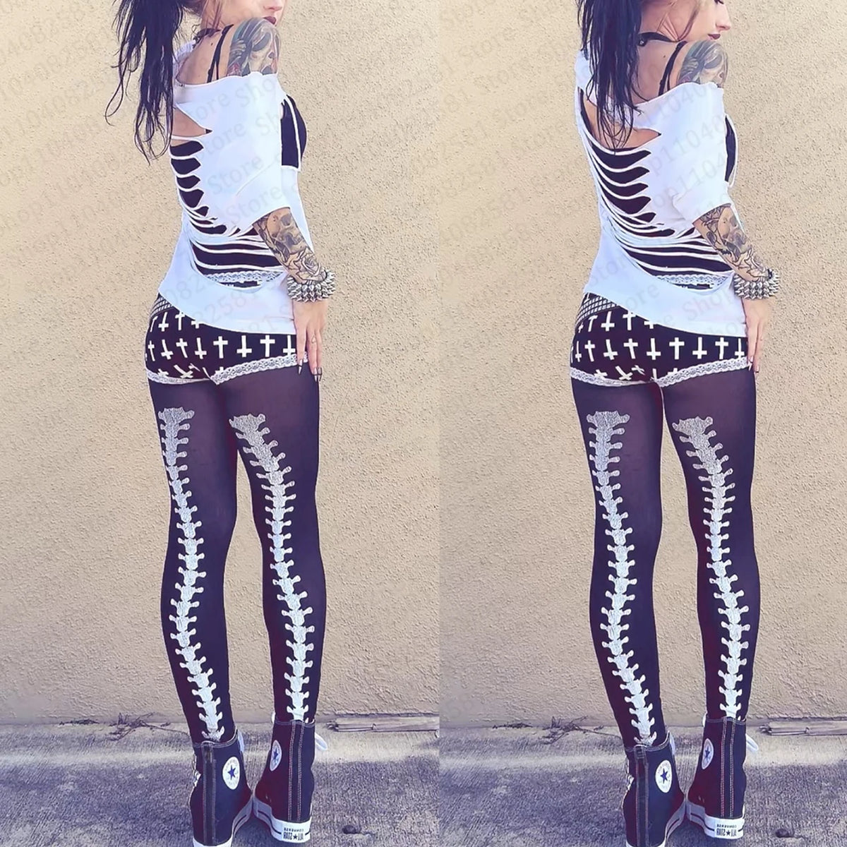 2000s Emo girls retro gothic pantyhose Y2k style fashionable niche gothic pantyhose fashionable chic printed pantyhose punk