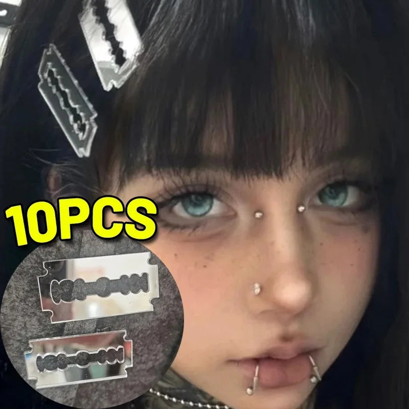 Y2K High Simulated Blade Hairpins for Subculture Fashion Girls Funny Niche Acrylic Knife Gothic Hair Clips Cosplay Accessory