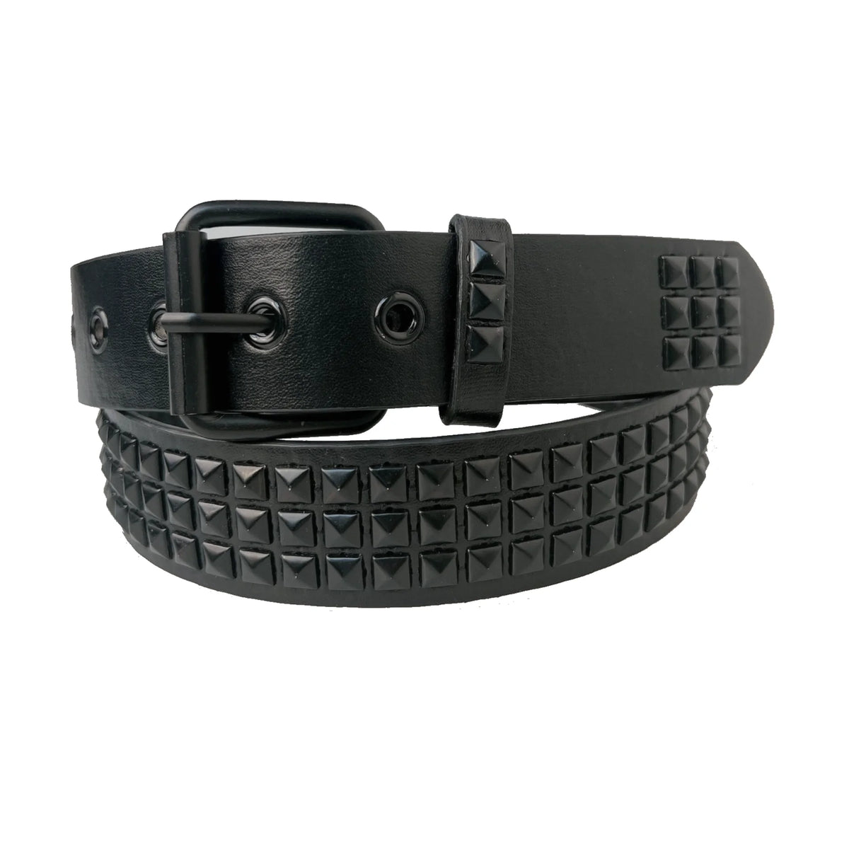 Fashionable Punk European American Pyramid and Square Bead Studded Leather Belt Trendy Niche Women’s Pin-Buckle Belts