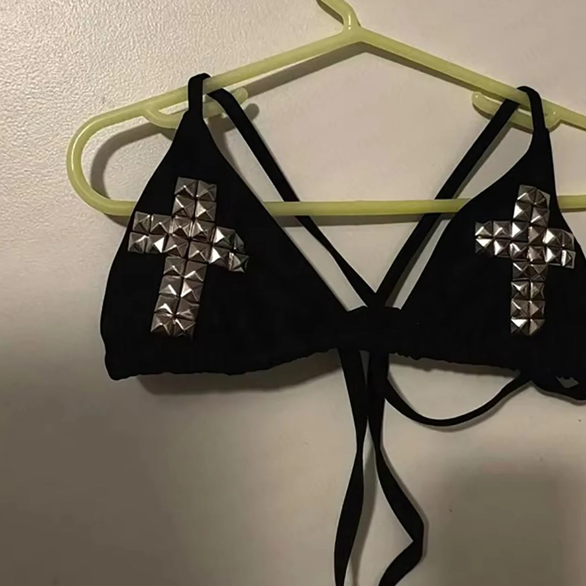 Y2K swimsuit tie emo girl spicy Retro 2000s female punk new beach swimsuit Gothic fashion hot brick print Grunge swimsuit bikini