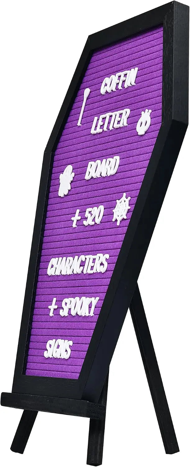 Coffin Letter Board Halloween Decor Purple | Felt Message Board For Spooky Home Decor Goth Room Decorations Office Supplies Sign