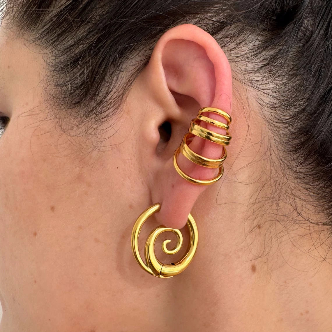 Stainless Steel eddy Punk Earrings | Silver Hoop Gothic Earrings