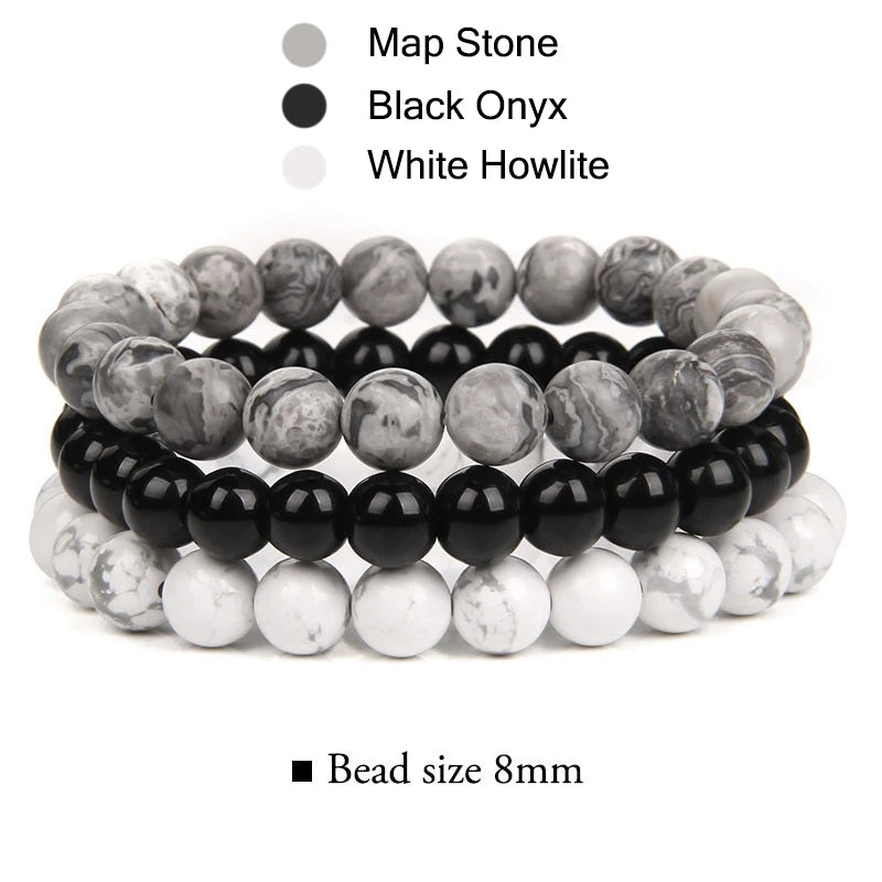 Men Stone Bracelet Set Multi-layer Black Volcanic Wood Beads Elastic Bracelet Viking Homme Pulsera Hombre Hip-Hop Punk Jewelry