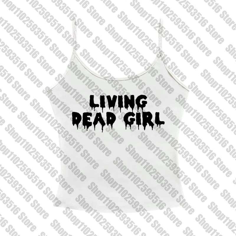 Y2k Clothes Gothic Aesthetic Cute Sleeveless Camisole Punk grunge Letter Print Grunge Crop Top E-girls Corset Tank Top Baby Tee