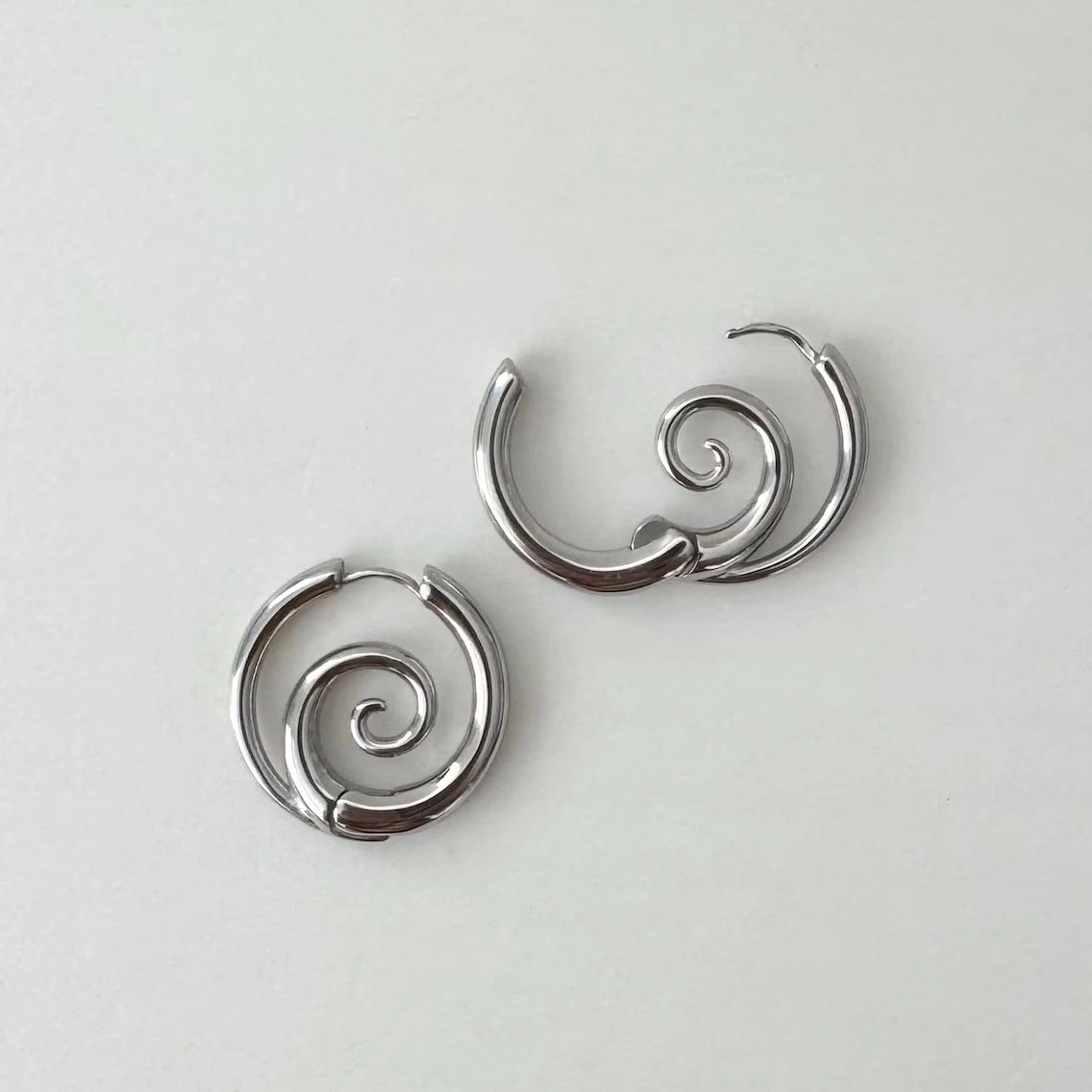 Stainless Steel eddy Punk Earrings | Silver Hoop Gothic Earrings