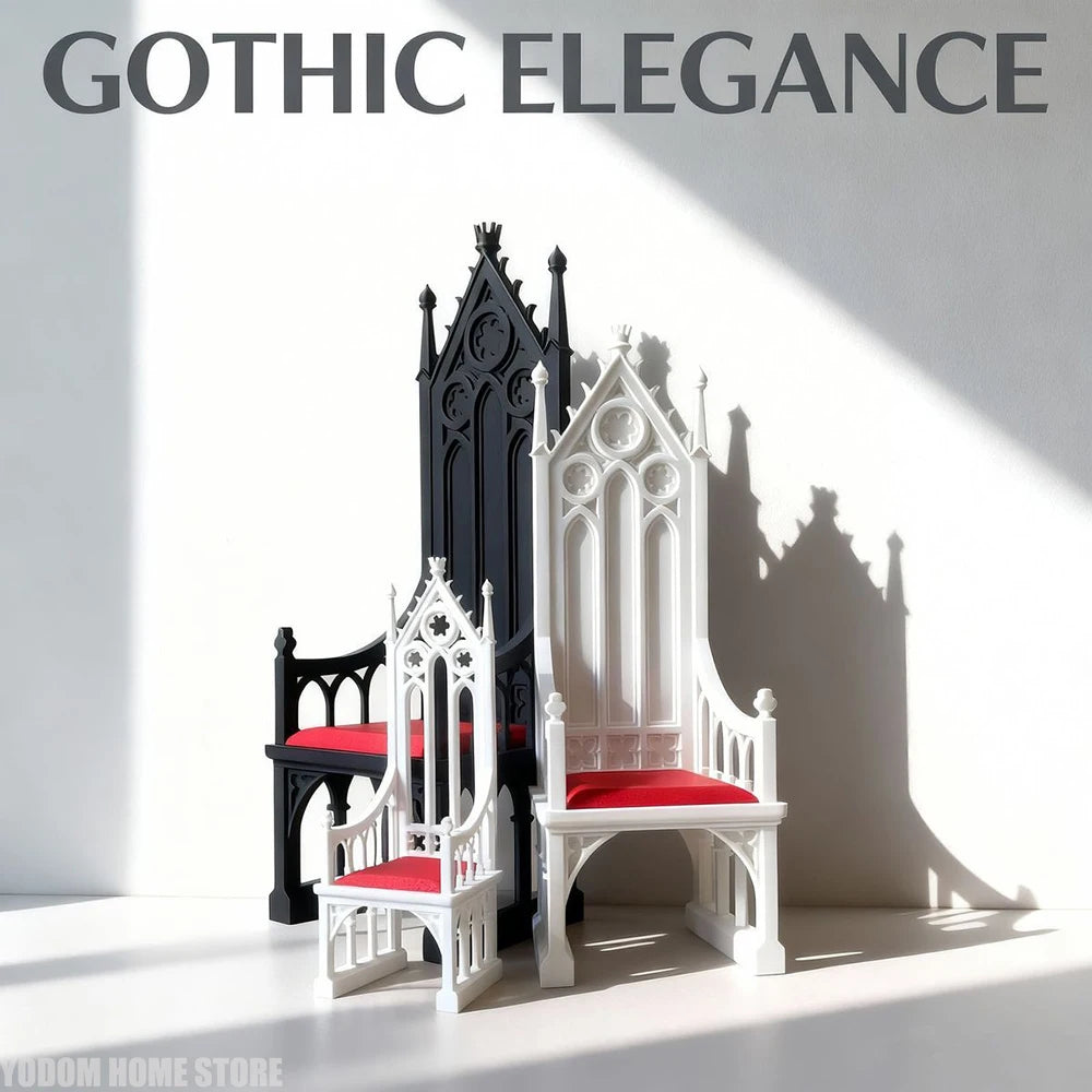 3d Printed Gothic Style Throne Skeleton Design Chair for Home Accessories Bjd Doll Decoration 1/18 1/12