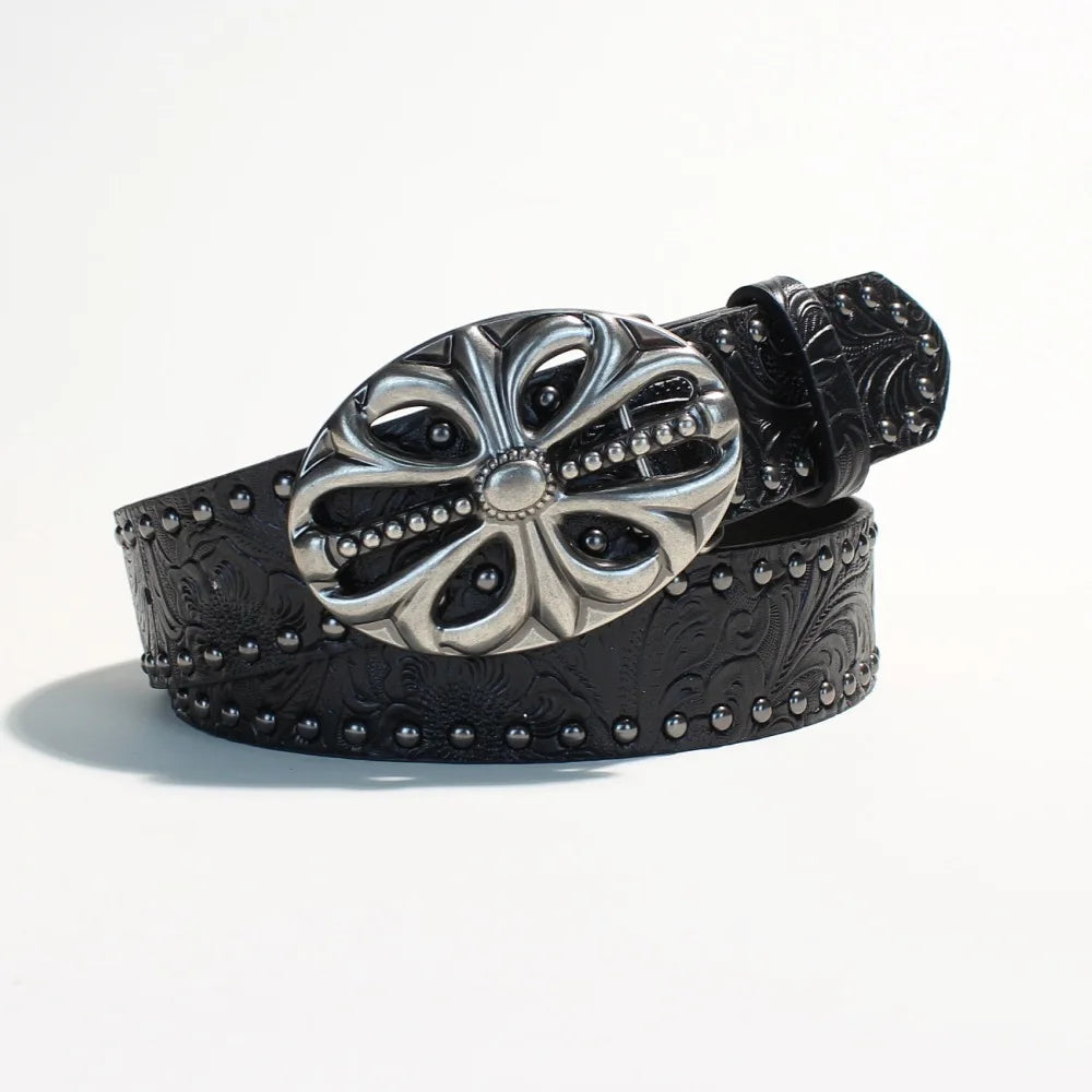New European and American Y2K rivet punk wide belt for women's personality hot girls fashionable and versatile retro cross-borde