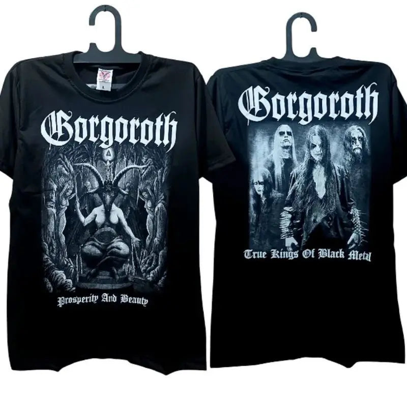 Gothic Punk Rock Tops GORGORTH Black Metal T-shirt Cotton Short Sleeves Print Casual Loose Streetwear Vintage T Shirts Unisex