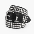Fashionable Punk European American Pyramid and Square Bead Studded Leather Belt Trendy Niche Women’s Pin-Buckle Belts