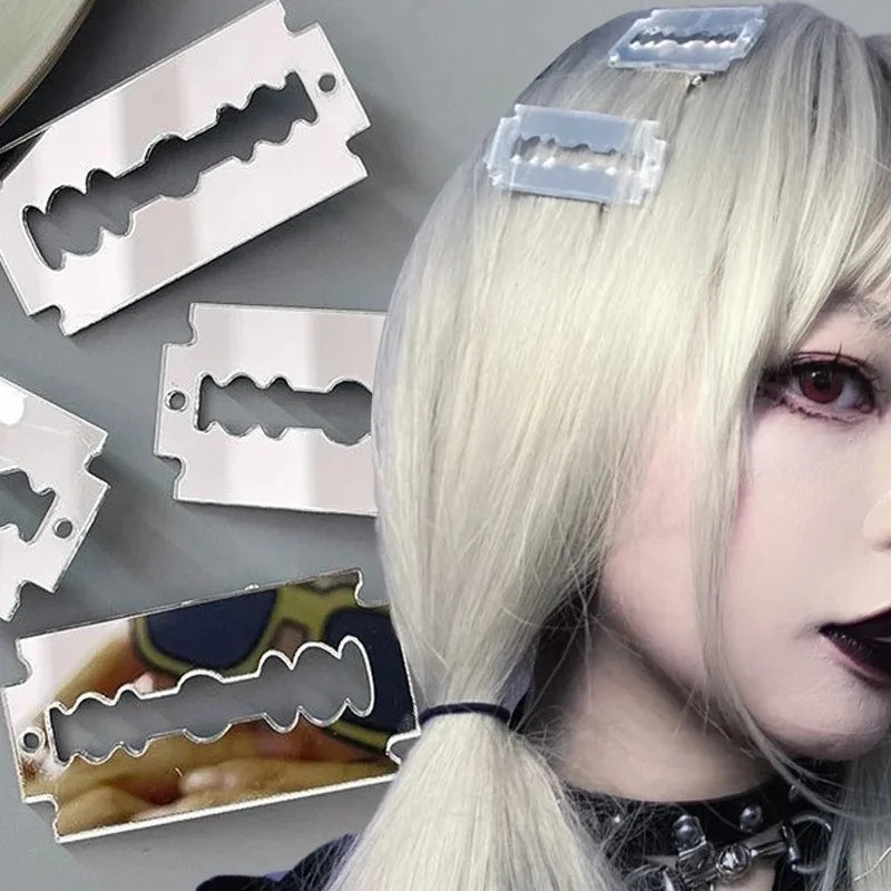 Y2K High Simulated Blade Hairpins for Subculture Fashion Girls Funny Niche Acrylic Knife Gothic Hair Clips Cosplay Accessory