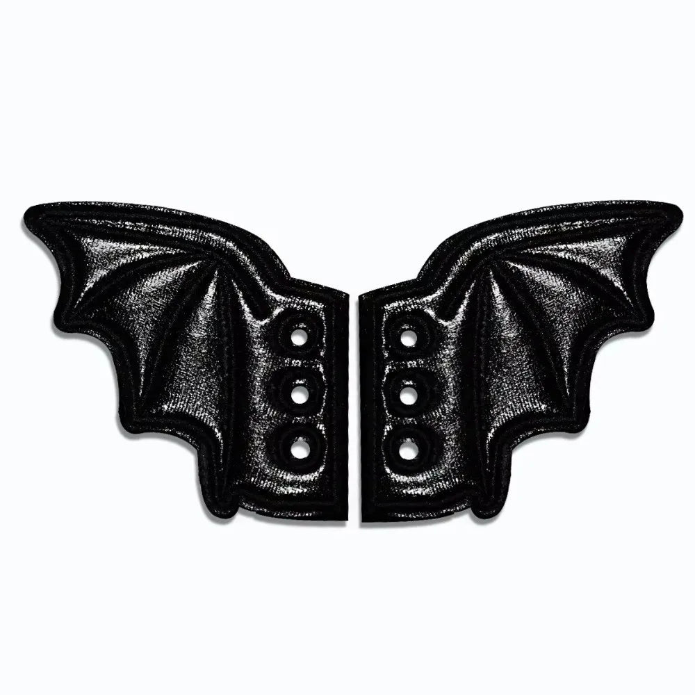 PU Leather Bat Shoe Wings Bat Wings Shape Lightweight DIY Shoe Decoration Charm Lace-Up Design Wear-Resistant