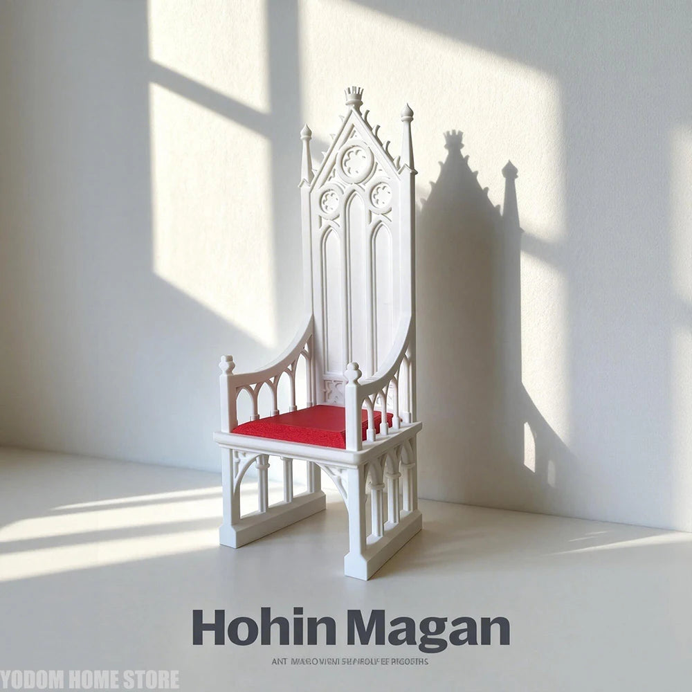 3d Printed Gothic Style Throne Skeleton Design Chair for Home Accessories Bjd Doll Decoration 1/18 1/12