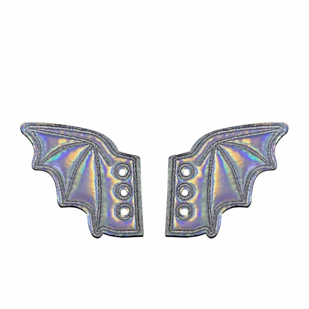 PU Leather Bat Shoe Wings Bat Wings Shape Lightweight DIY Shoe Decoration Charm Lace-Up Design Wear-Resistant