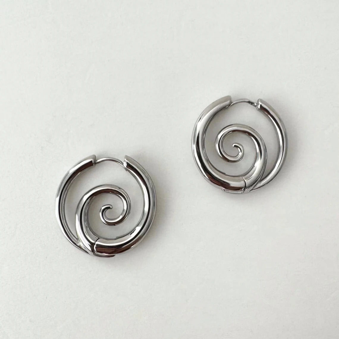 Stainless Steel eddy Punk Earrings | Silver Hoop Gothic Earrings
