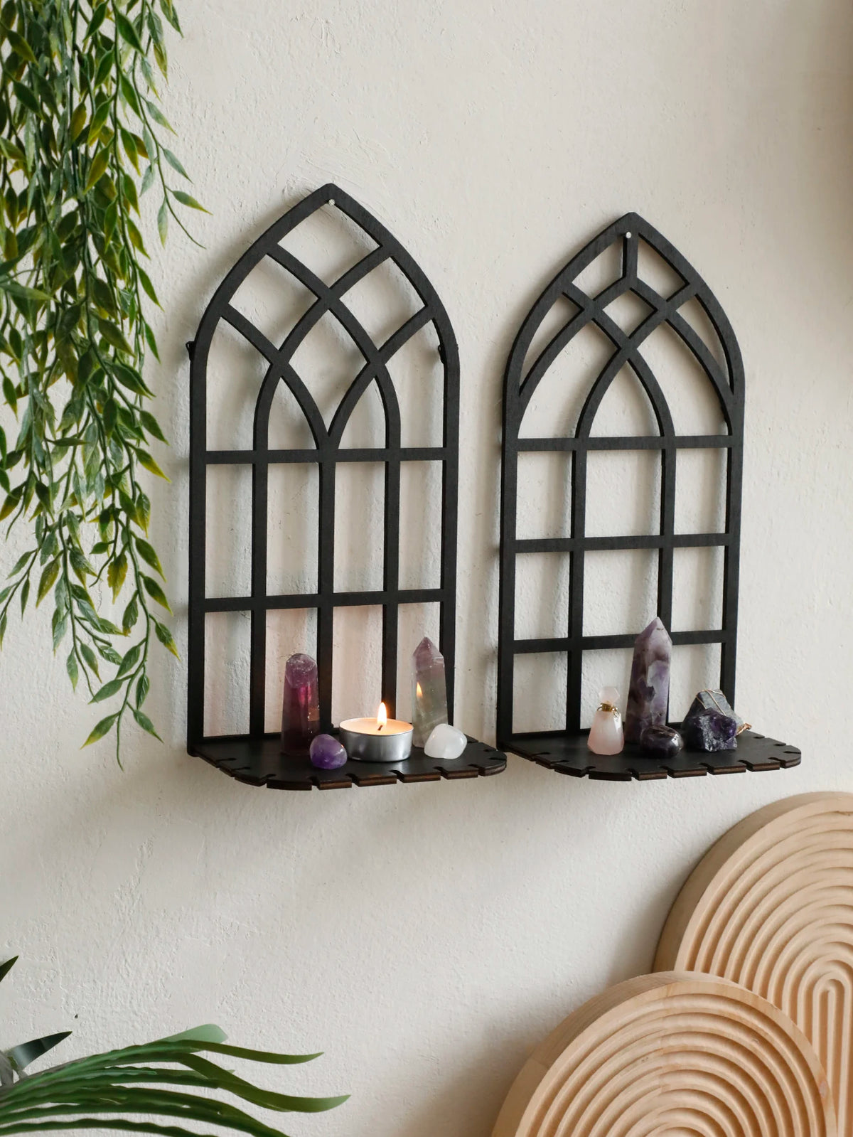 Gothic Wooden Hollow Wall Decoration Black Wall Hanging Home Decor Floating Shelves Vintage Door Frame Rustic Spooky Decorative