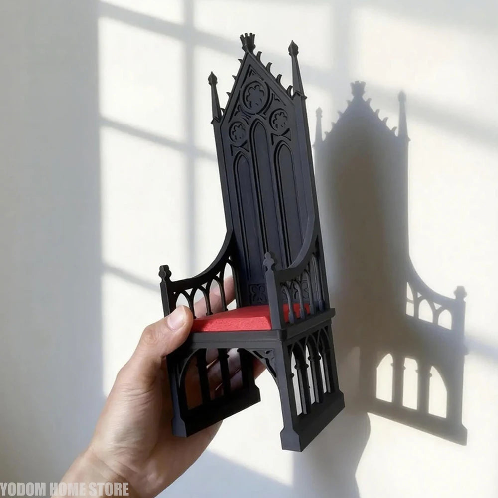 3d Printed Gothic Style Throne Skeleton Design Chair for Home Accessories Bjd Doll Decoration 1/18 1/12