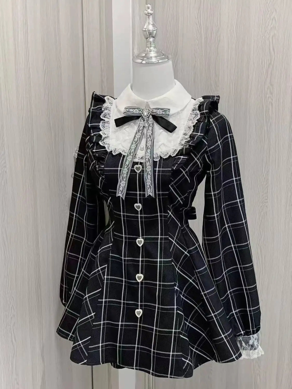 Y2k Aesthetic Lolita Style Bow Dress Shorts Set Japanese Women Gothic Lace Flare Sleeve Button Shirt Dress Punk Party Mini Dress