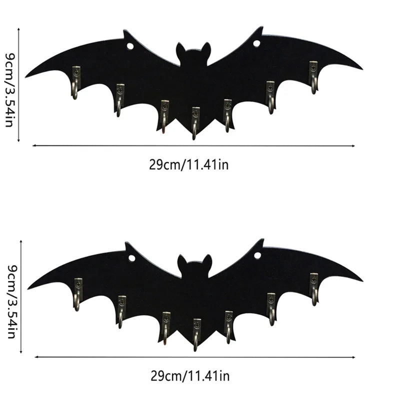 Halloween Bat Key Hook Gothic Style Vampire 2D Flat Printing Wall Decoration Multifunctional Pendant Decorative Hooks Organizer