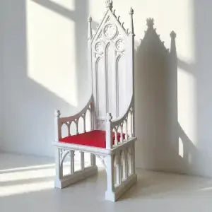 3d Printed Gothic Style Throne Skeleton Design Chair for Home Accessories Bjd Doll Decoration 1/18 1/12