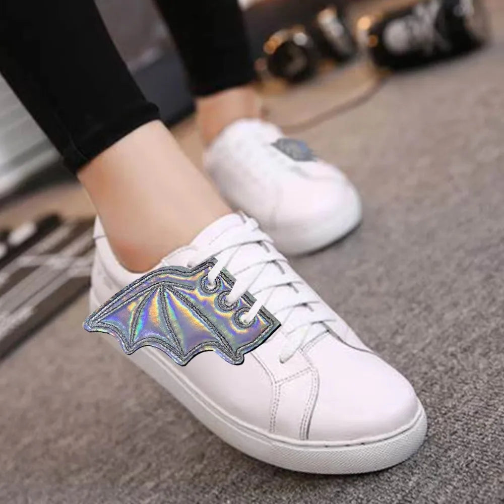 PU Leather Bat Shoe Wings Bat Wings Shape Lightweight DIY Shoe Decoration Charm Lace-Up Design Wear-Resistant