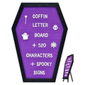 Coffin Letter Board Halloween Decor Purple | Felt Message Board For Spooky Home Decor Goth Room Decorations Office Supplies Sign