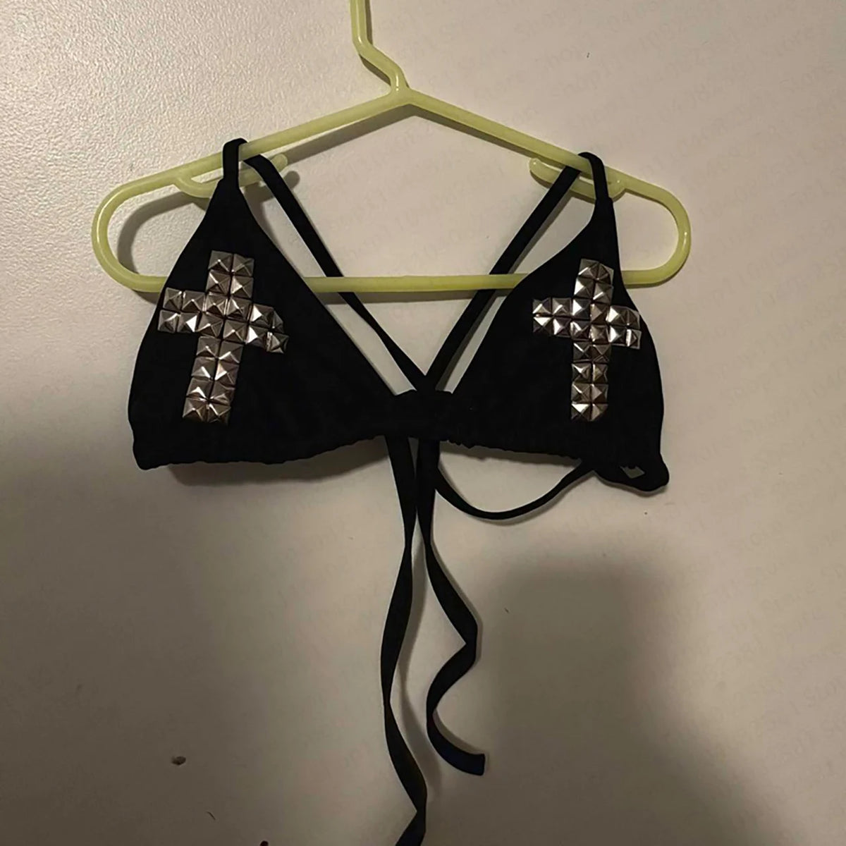 Y2K swimsuit tie emo girl spicy Retro 2000s female punk new beach swimsuit Gothic fashion hot brick print Grunge swimsuit bikini