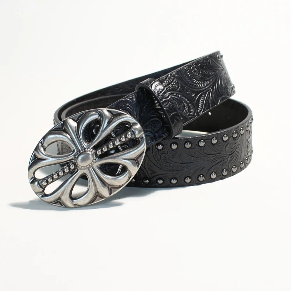New European and American Y2K rivet punk wide belt for women's personality hot girls fashionable and versatile retro cross-borde