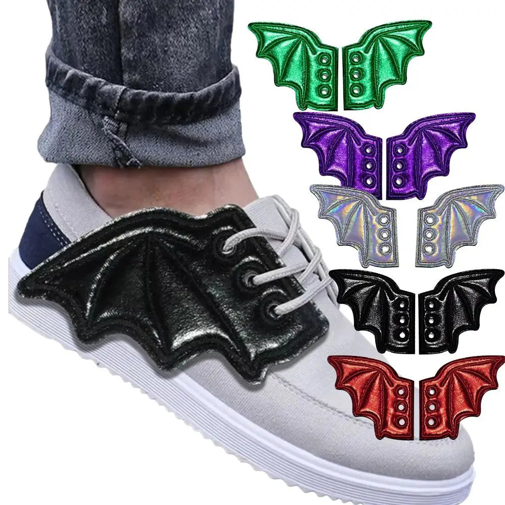 PU Leather Bat Shoe Wings Bat Wings Shape Lightweight DIY Shoe Decoration Charm Lace-Up Design Wear-Resistant