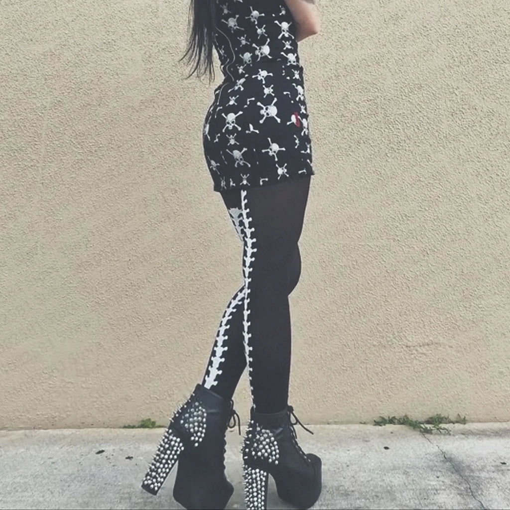 2000s Emo girls retro gothic pantyhose Y2k style fashionable niche gothic pantyhose fashionable chic printed pantyhose punk