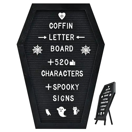 Coffin Letter Board Halloween Decor Purple | Felt Message Board For Spooky Home Decor Goth Room Decorations Office Supplies Sign