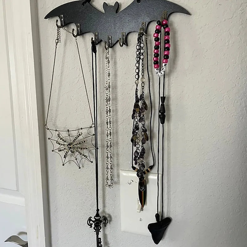 Halloween Bat Key Hook Gothic Style Vampire 2D Flat Printing Wall Decoration Multifunctional Pendant Decorative Hooks Organizer