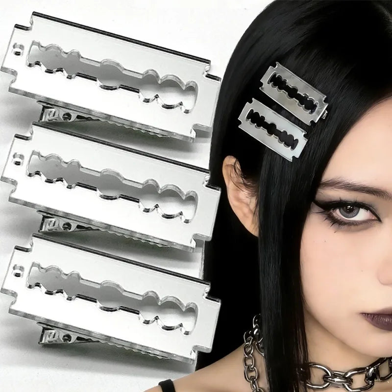 Y2K High Simulated Blade Hairpins for Subculture Fashion Girls Funny Niche Acrylic Knife Gothic Hair Clips Cosplay Accessory