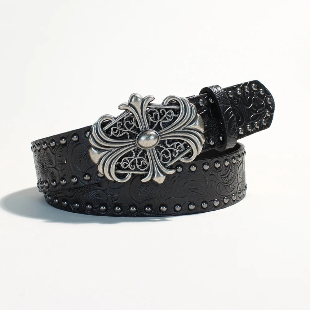 New European and American Y2K rivet punk wide belt for women's personality hot girls fashionable and versatile retro cross-borde