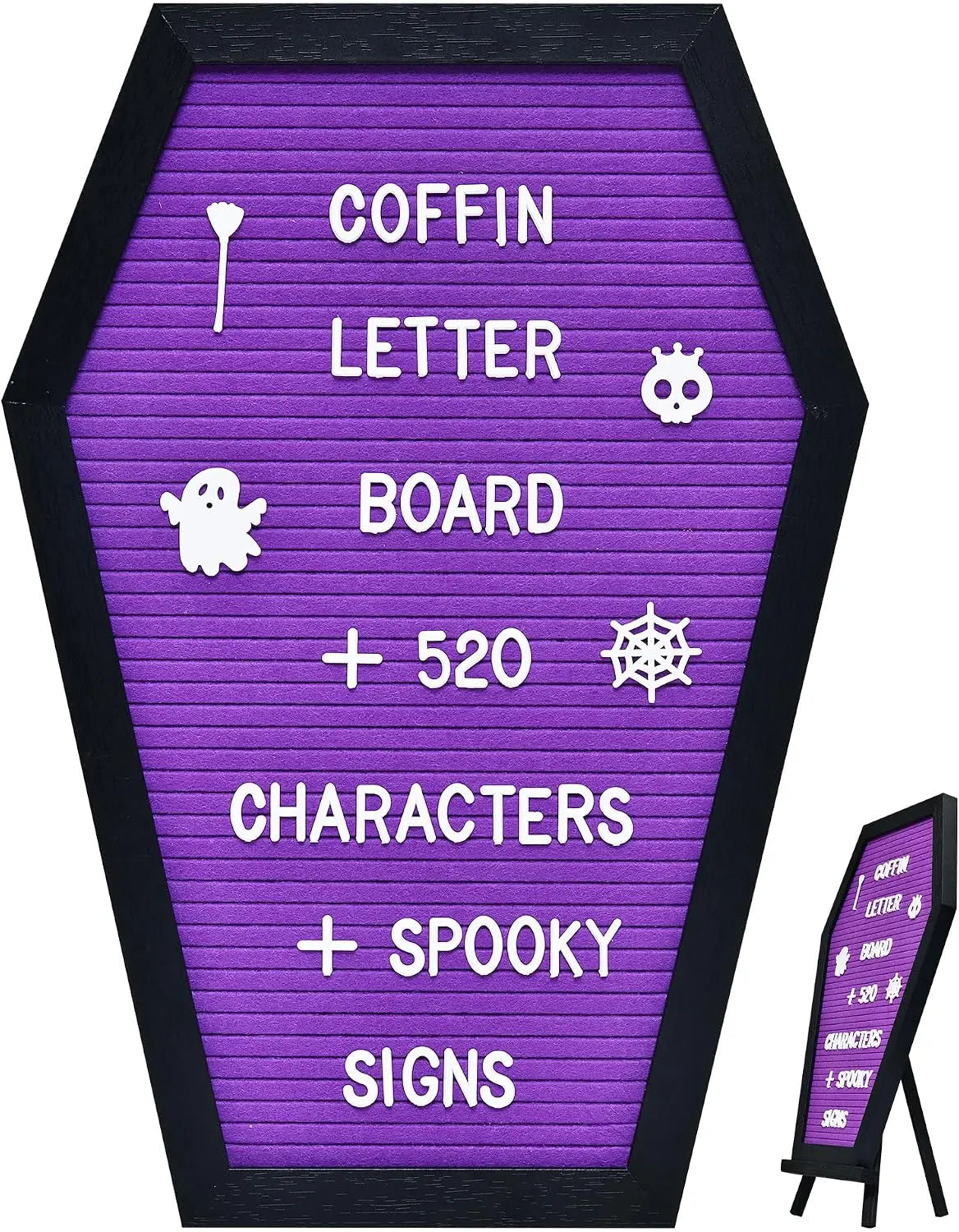 Coffin Letter Board Halloween Decor Purple | Felt Message Board For Spooky Home Decor Goth Room Decorations Office Supplies Sign