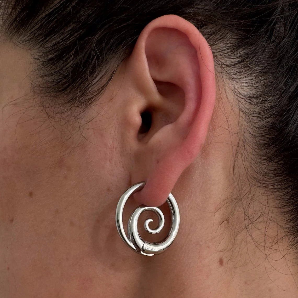 Stainless Steel eddy Punk Earrings | Silver Hoop Gothic Earrings
