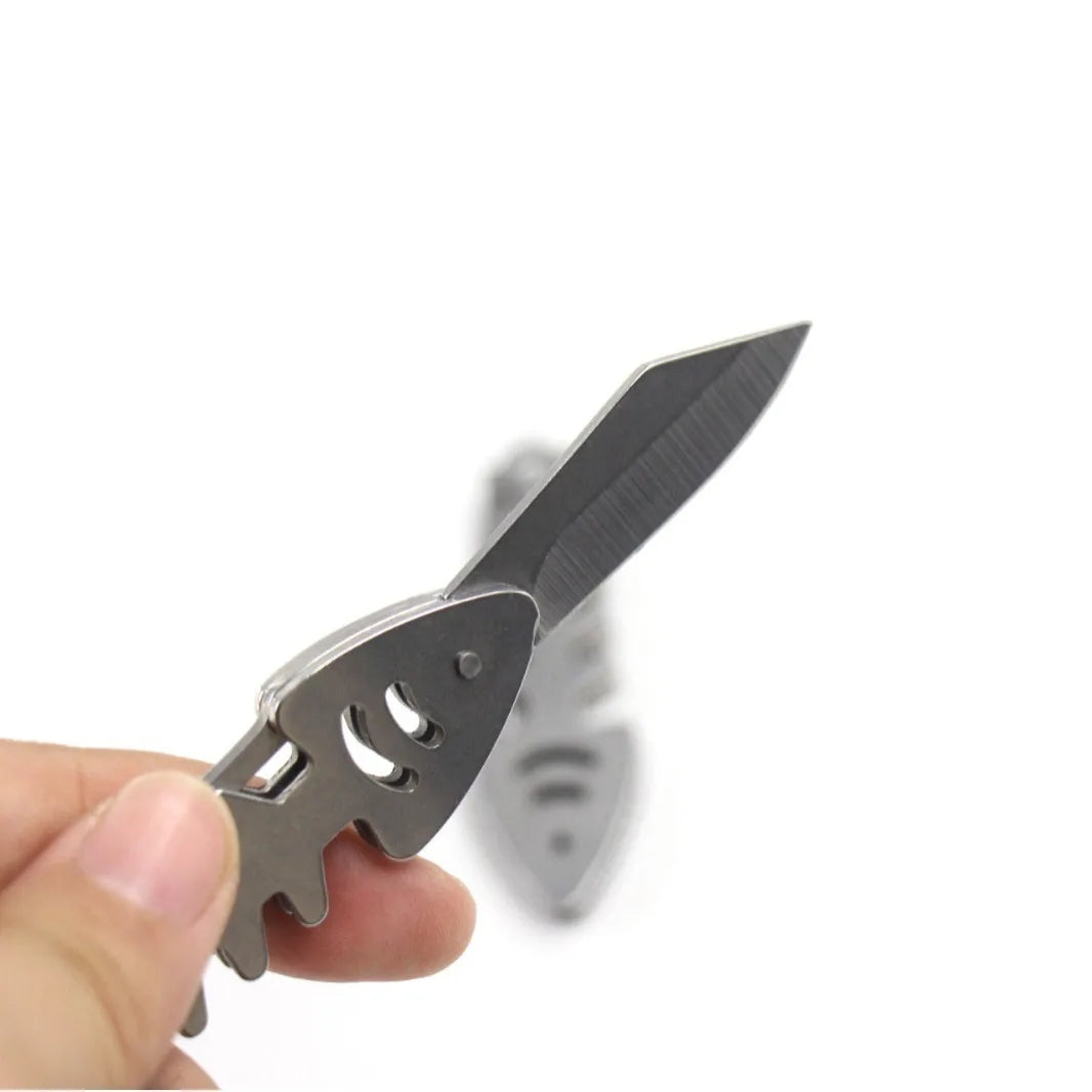 Fish Bone Knife Keychain Creative Box Cutter Foldable Stainless Steel Outdoor Mini Pocket Knife Camping Express Box Cutter