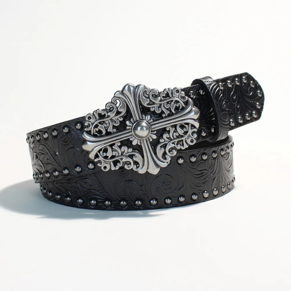 New European and American Y2K rivet punk wide belt for women's personality hot girls fashionable and versatile retro cross-borde