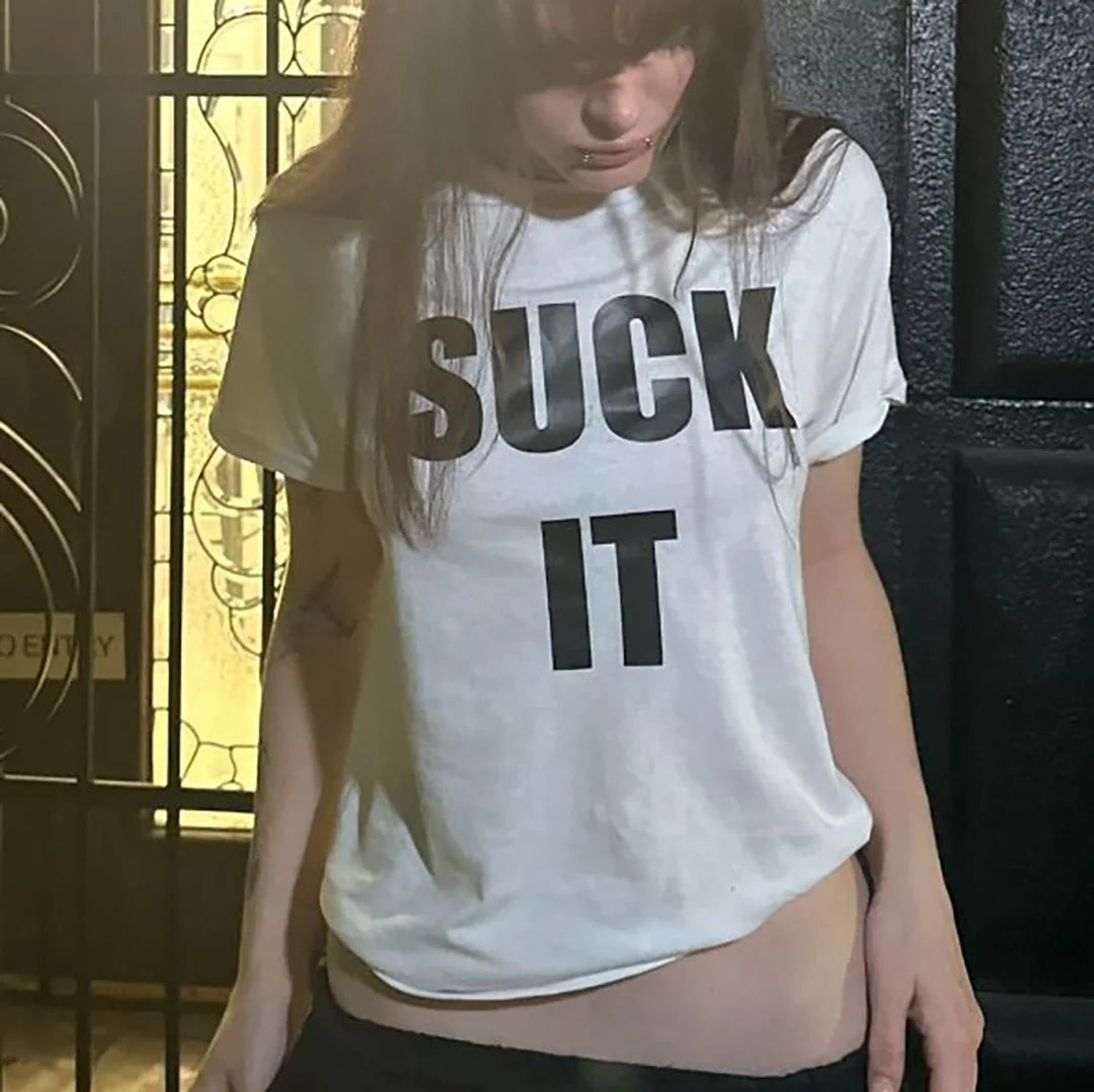 Punk Harajuku Gothic Tops T Shirt Retro White Letter Goth Print Clothes Top Star Y2k Style E-girl Summer Aesthetic Women T-shirt