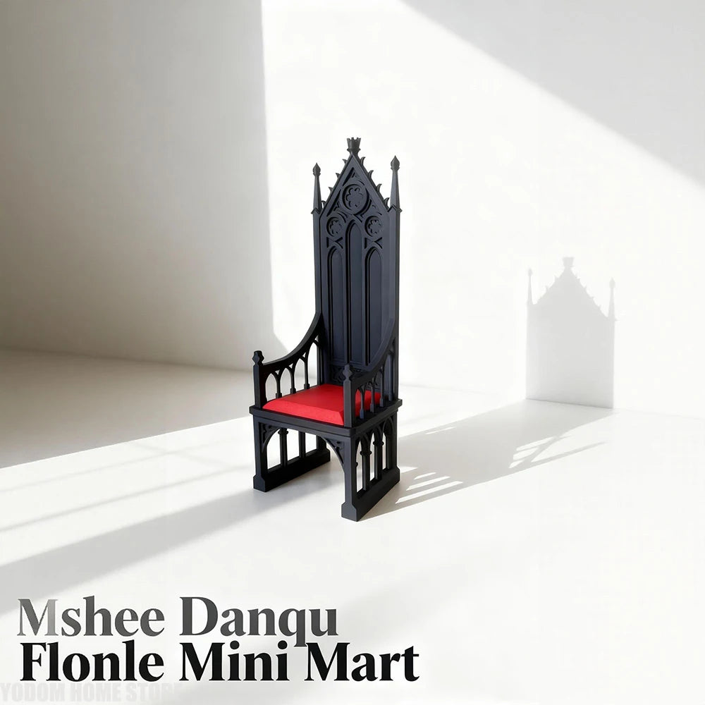 3d Printed Gothic Style Throne Skeleton Design Chair for Home Accessories Bjd Doll Decoration 1/18 1/12