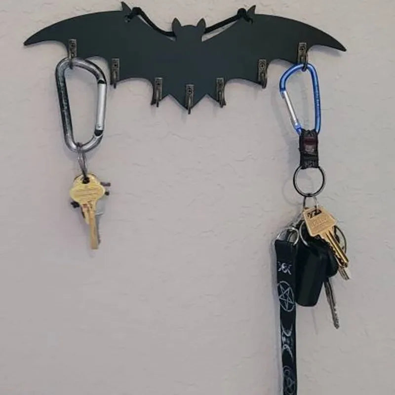 Halloween Bat Key Hook Gothic Style Vampire 2D Flat Printing Wall Decoration Multifunctional Pendant Decorative Hooks Organizer