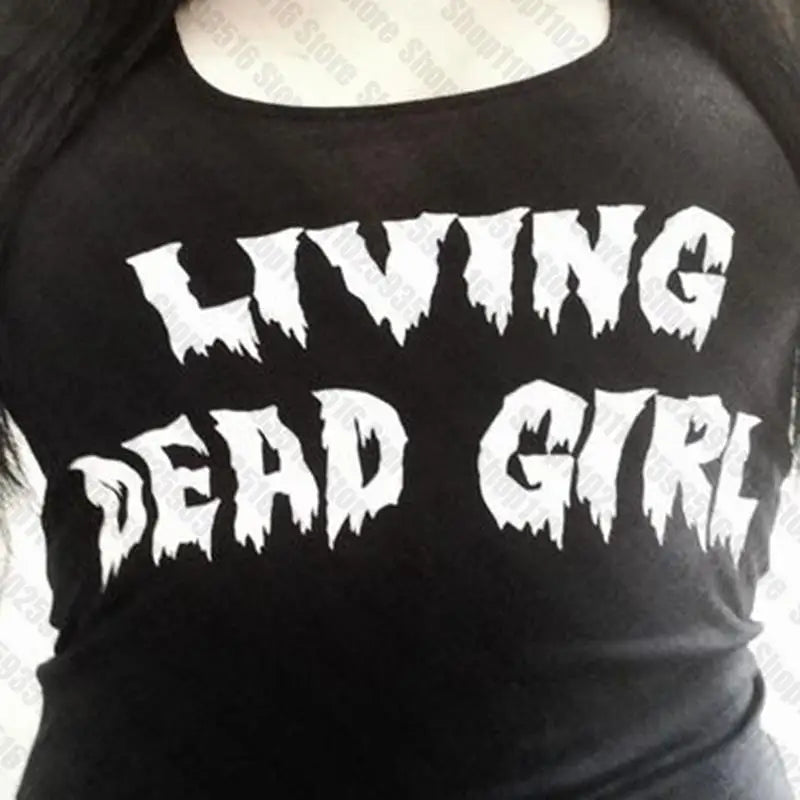 Y2k Clothes Gothic Aesthetic Cute Sleeveless Camisole Punk grunge Letter Print Grunge Crop Top E-girls Corset Tank Top Baby Tee
