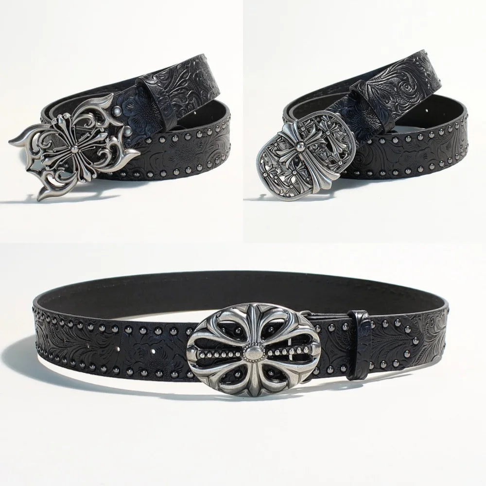 New European and American Y2K rivet punk wide belt for women's personality hot girls fashionable and versatile retro cross-borde