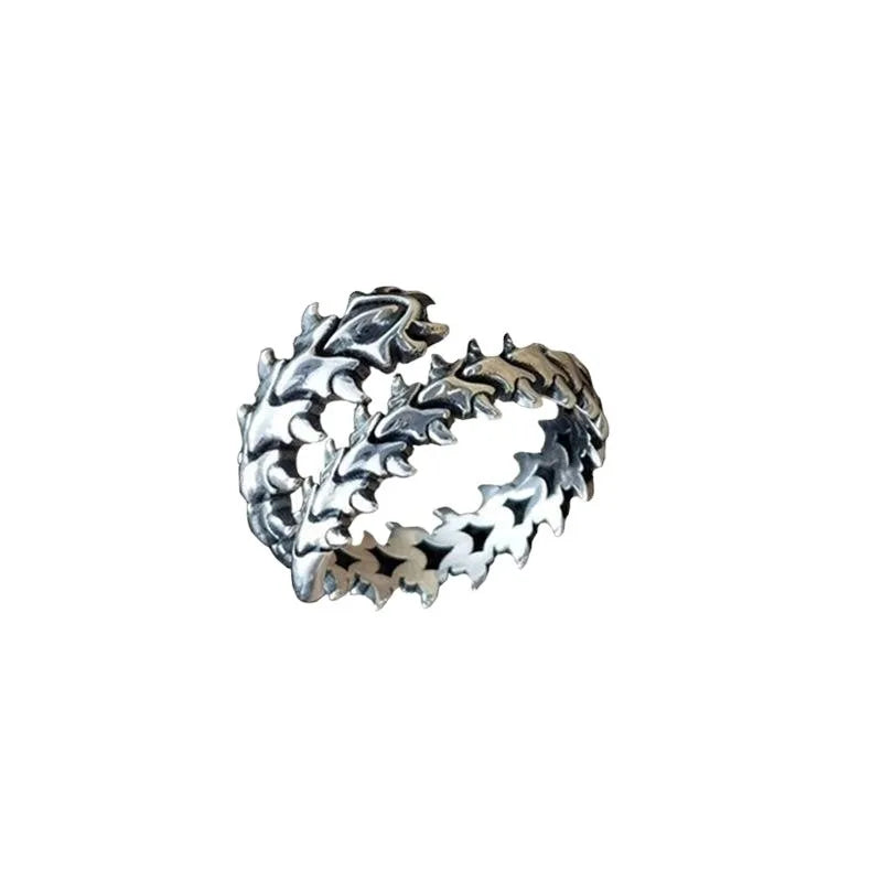 Gothic Antique Silver Keel Spine Rings For Women Men Hyperbole Centipede Open Ring Hip Hop Jewelry Y2K Fashion Kaneki Ring