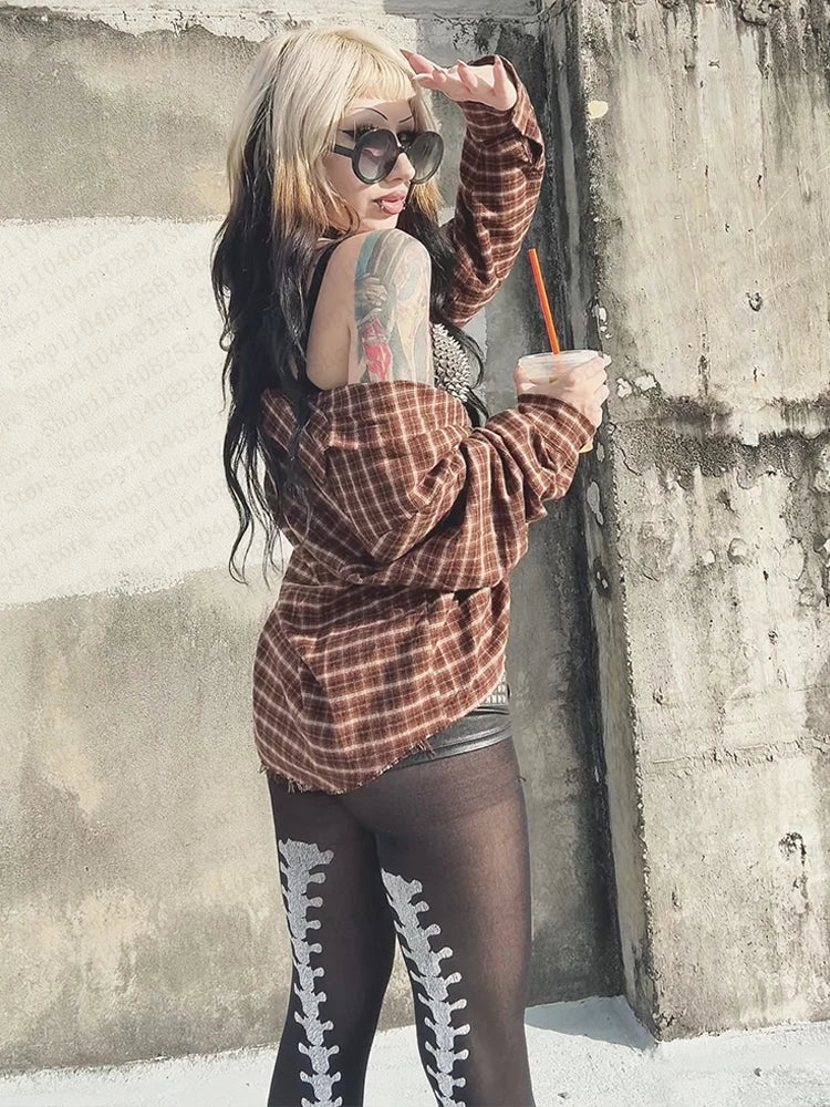 2000s Emo girls retro gothic pantyhose Y2k style fashionable niche gothic pantyhose fashionable chic printed pantyhose punk