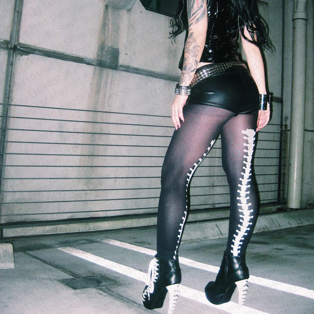 2000s Emo girls retro gothic pantyhose Y2k style fashionable niche gothic pantyhose fashionable chic printed pantyhose punk