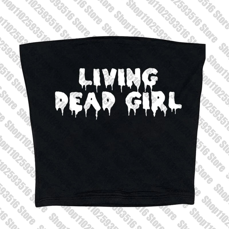 Y2k Clothes Gothic Aesthetic Cute Sleeveless Camisole Punk grunge Letter Print Grunge Crop Top E-girls Corset Tank Top Baby Tee