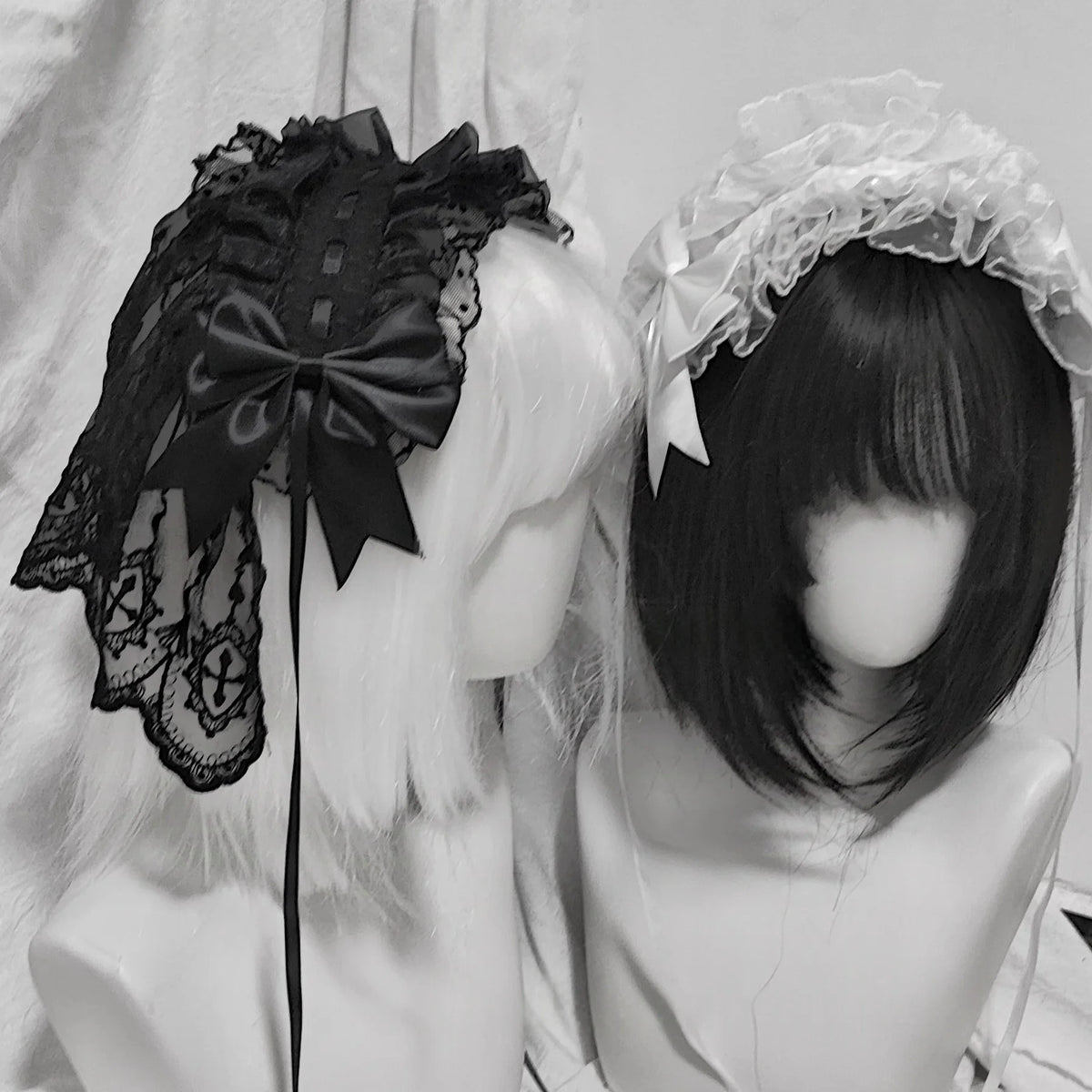 4 Types Original Lolita Bridal Veil Versatile Headband Gothic Dark Lace Angel Headpiece Lolita Cosplay Ruffled Hair Accessory