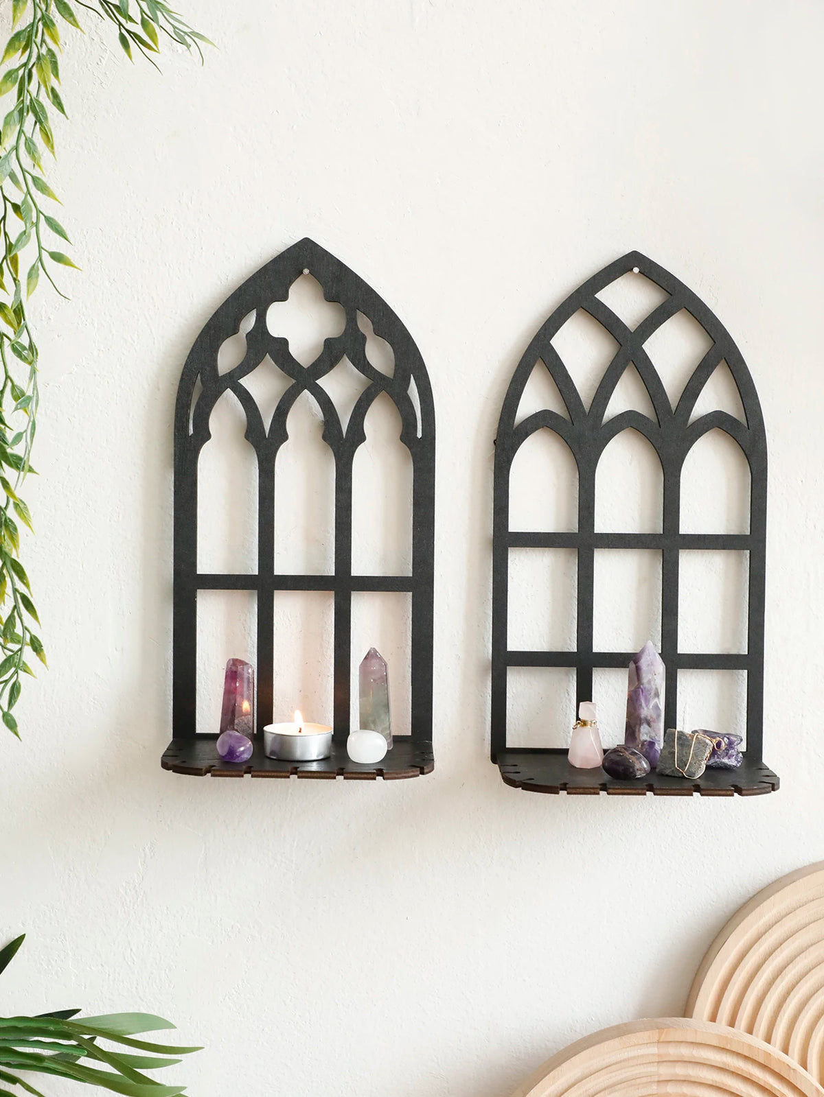 Gothic Wooden Hollow Wall Decoration Black Wall Hanging Home Decor Floating Shelves Vintage Door Frame Rustic Spooky Decorative