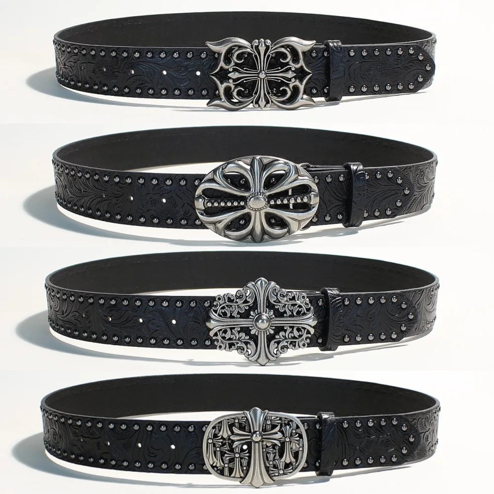 New European and American Y2K rivet punk wide belt for women's personality hot girls fashionable and versatile retro cross-borde