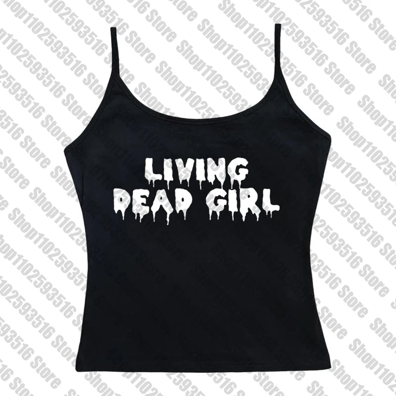 Y2k Clothes Gothic Aesthetic Cute Sleeveless Camisole Punk grunge Letter Print Grunge Crop Top E-girls Corset Tank Top Baby Tee